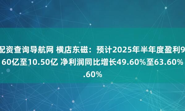 配资查询导航网 横店东磁：预计2025年半年度盈利9.60亿至10.50亿 净利润同比增长49.60%至63.60%