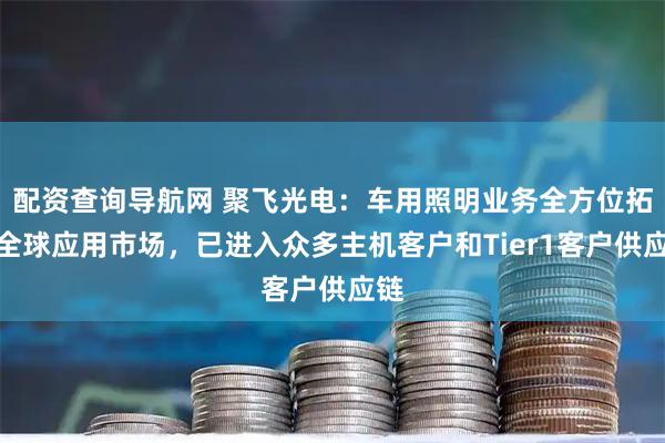 配资查询导航网 聚飞光电:车用照明业务全方位拓展全球应用市场,已进入众多主机客户和Tier1客户供应链